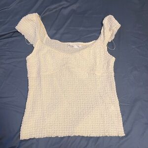 White Textured cap sleeve top